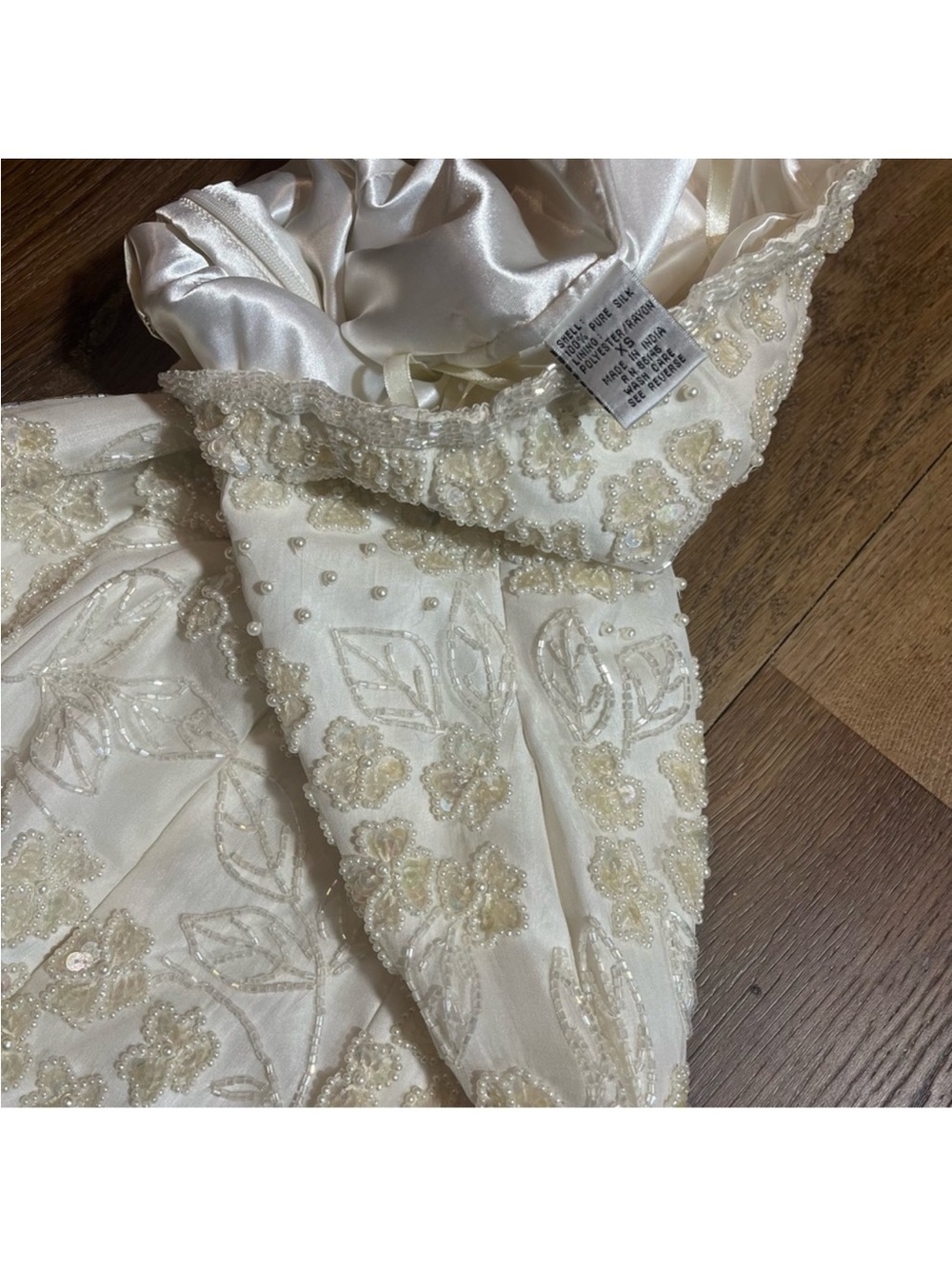 Vintage 100% Silk Beaded Dress Vintage Silk Dress Vintage Beaded Deess Wedding - Picture 4 of 16